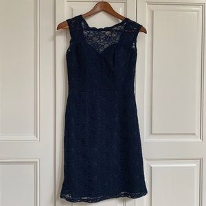 Navy lace cocktail dress